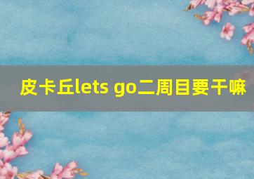 皮卡丘lets go二周目要干嘛